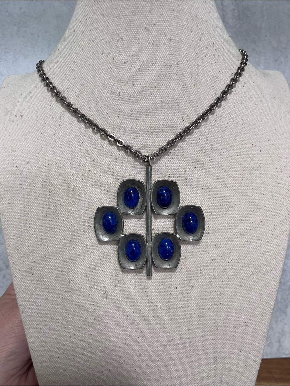 Jorgen Jensen MCM 1960 pewter pendant geometric brutalist design